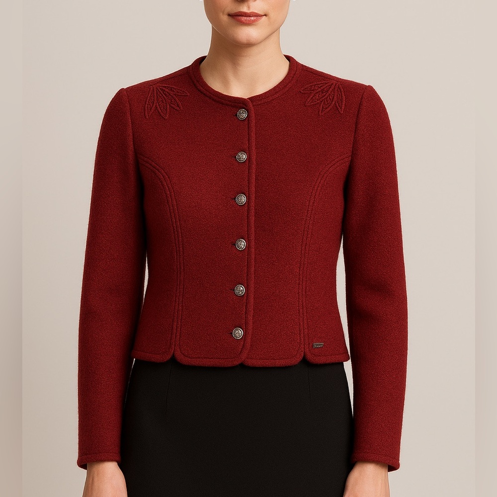 Geiger | 100% Wool | Women's Burgundy Cardigan | Made in Austria | Size XS